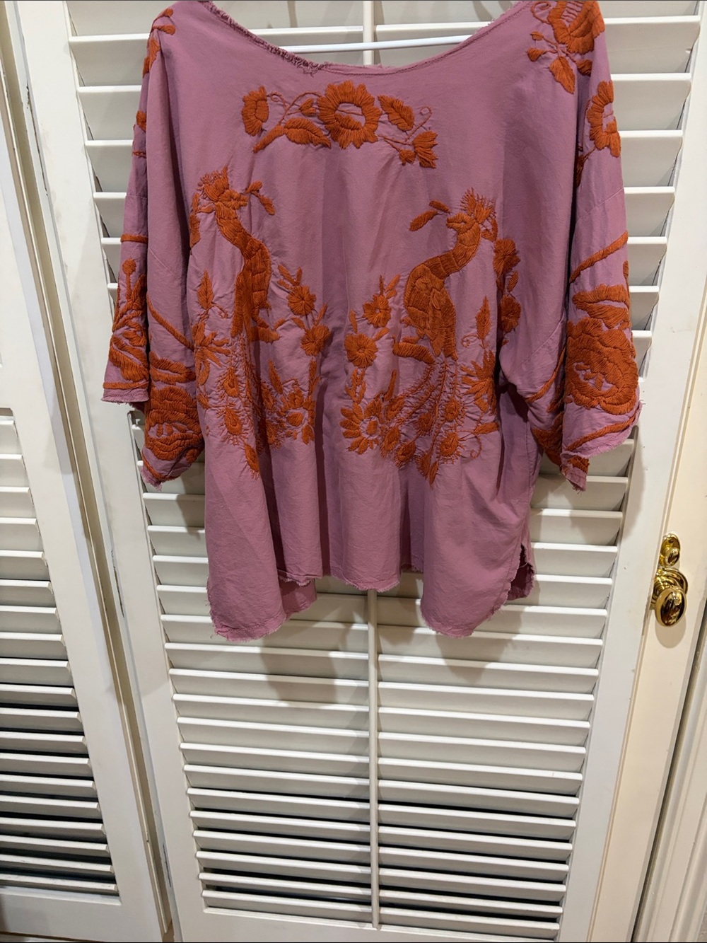 Magnolia Pearl Dusty Pink Blouse with Rust Embroidered Floral. - Picture 2 of 6